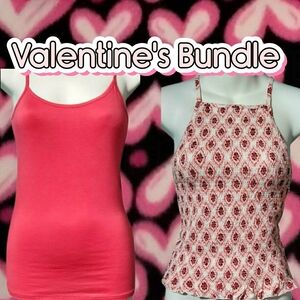 NWT Vibrant Pink & White Floral Pattern Cami Bundle